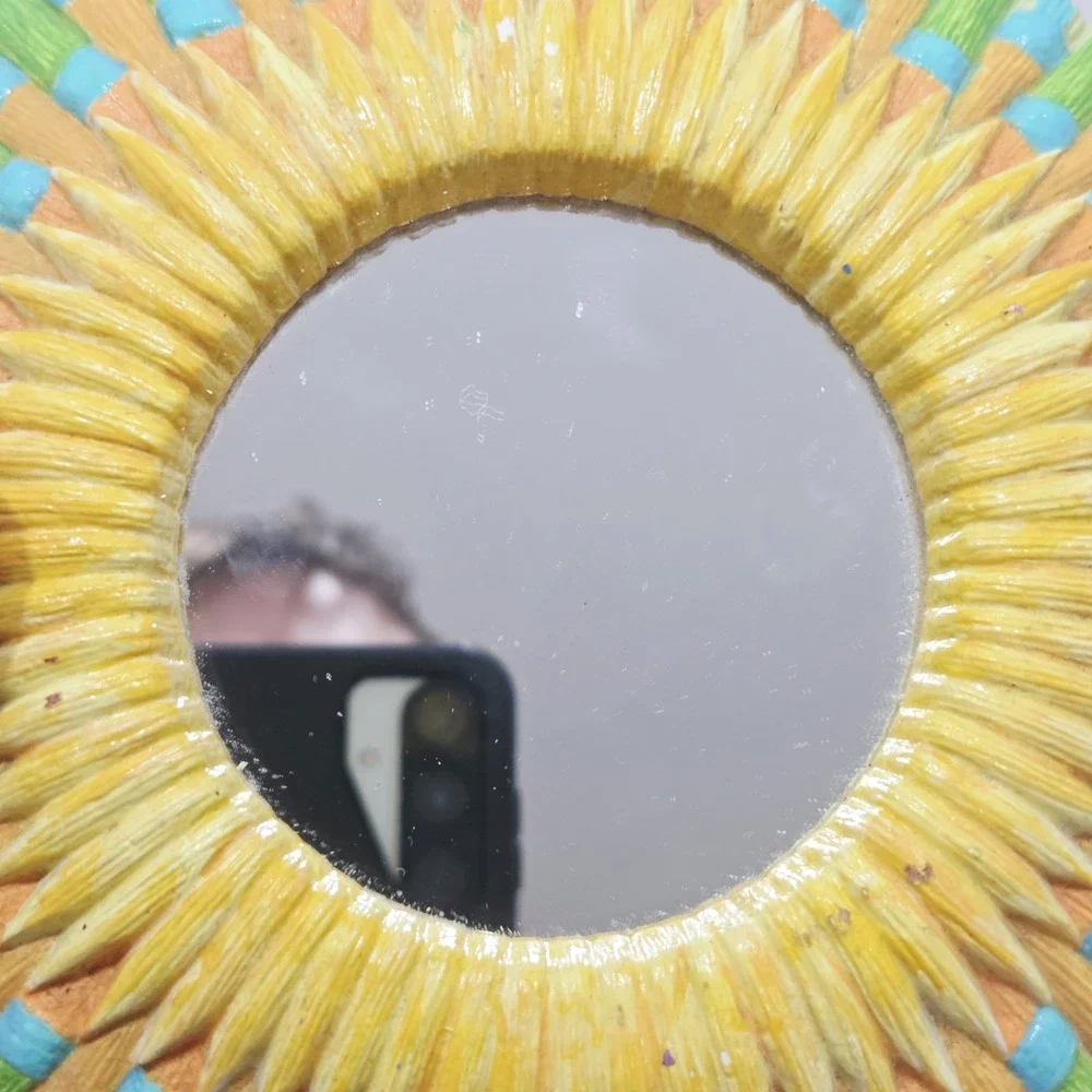 Pair Of Colorful Boho Octagon Mini Wall Hanging Mirrors